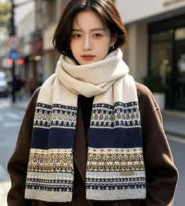 Gemütlicher Norweger Strickschal für Damen, warmer Winter Must-Have Halswärmer