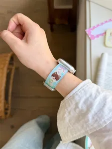 Cinturino per orologio in silicone estivo, compatibile con Apple Watch, simpatico gatto.