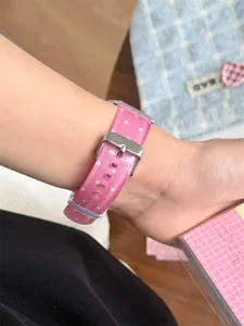 Cinturino per orologio in TPU a pois rosa compatibile con Apple Watch, cinturino morbido.