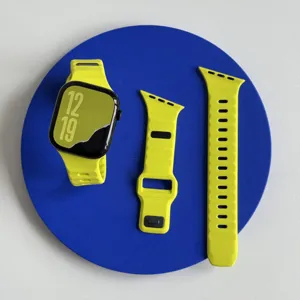 Siliconen horlogeband vervanging compatibel met Apple Watch, helder gele sportband.