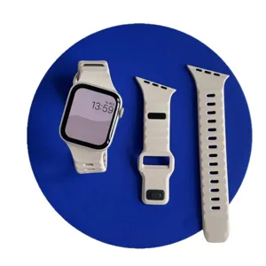 Geribbelde siliconen horlogeband met pin compatible met Apple Watch vervangend bandje.
