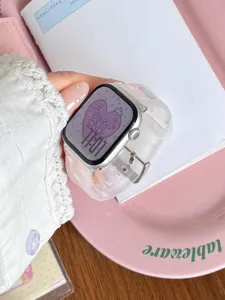 Cute frosted TPU replacement watch strap with heart pattern, compatible with Apple Watch series.