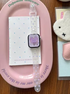 Cute heart frosted TPU watch strap replacement compatible with Apple Watch series SE 10 9 8 7