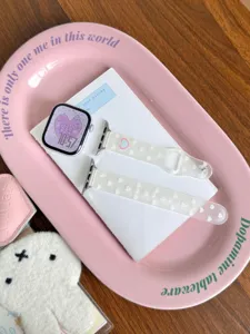 Cute matte TPU watch strap with little hearts for smart watch, sweet pink style accessory.