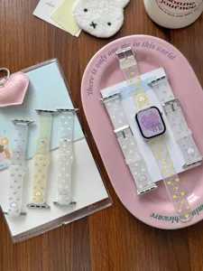 Silicone watch band for Apple Watch, frosted TPU replacement strap with cute hearts design.