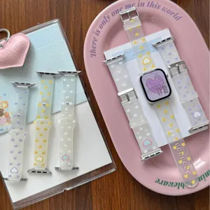Frosted TPU Heart Print Watch Band Compatible With Smartwatch Replacement Strap Soft Wristband