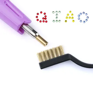 Hotfix rhinestone applicator tool set with metal tip and cleaning brush for DIY clothing decor