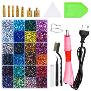 Hotfix Rhinestone Applicator Tool Kit 24 Grids Glass Crystals DIY Craft Repair Accessories