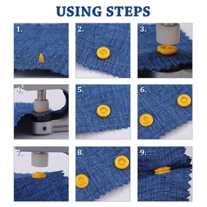 Detailed step-by-step instructions showing how to install T5 resin snap buttons and fasteners easily.