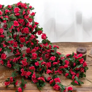 Artificial rose flower vine garland for home wedding decoration fake floral plant hanging decor.