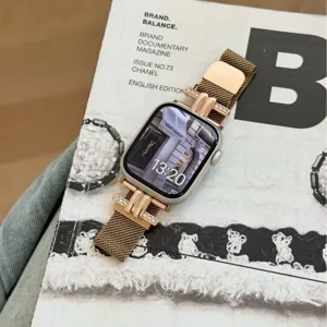 Roségoldenes Metall Milanese Uhrenarmband kompatibel mit Smartwatch, Premium Design.