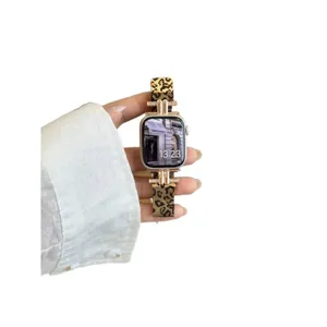 Leopardenmuster doppeltes Rohr Mailänder Uhrenarmband kompatibel mit Apple Watch Serie Ultra SE
