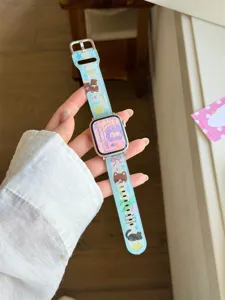 Cinturino per orologio in silicone compatibile con Apple Watch, stampa gatto carino, morbido.