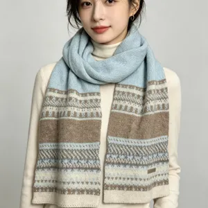 Gemütlicher, warmer Strickschal mit nordischem Fair-Isle-Muster für Damen und Mode