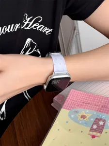Cinturino per orologio in TPU trasparente a pois compatibile con Apple Watch Series