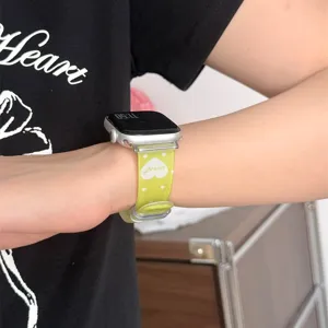 Cinturino per orologio in TPU trasparente con simpatici cuori e pois compatibile Apple Watch.