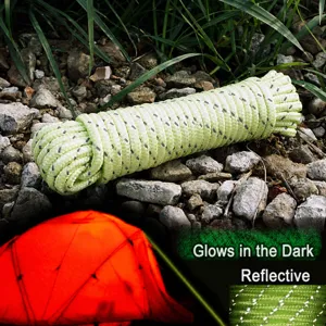 Corde de tente de camping réfléchissante phosphorescente 50m ligne de vent pour extérieur