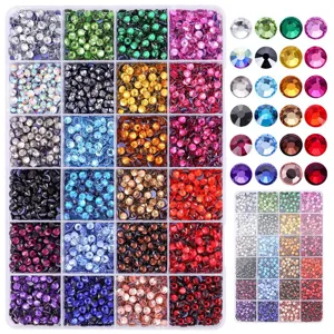 24 Grid Glass Rhinestones Set Flatback Crystal Rhinestones For Garment Decoration DIY Craft Nail Art Rhinestone Kit