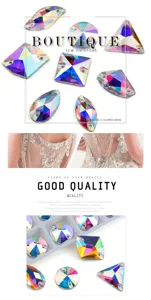 Multi-shape AB crystal sew-on stones for garment dress DIY sparkling glass flatback rhinestones