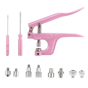 Hand press tool set for T5 resin snaps with dies and screwdrivers, garment accessory tool.