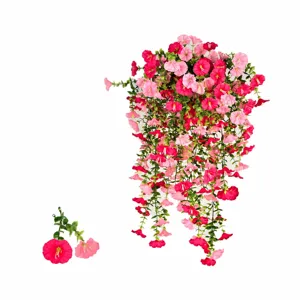 Flores artificiales colgantes de campanilla eucalipto plantas falsas para jardín exterior