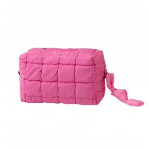 Gewatteerde Puffer Cosmetische Tas Nylon Waterdichte Reizen Make-up Pouch Draagbare Toiletartikelen Organizer Handtas Voor Vrouwen