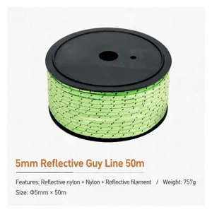 Corde de tente lumineuse réfléchissante 50m 5mm camping en plein air bâche vent vert
