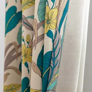 Verduisterend katoen linnen gordijn met tropische bloemenprint voor woonkamer en slaapkamer