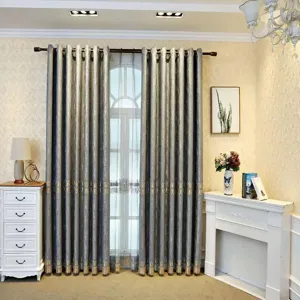Moderne luxusbestickte Verdunkelungsvorhänge für Wohnzimmer und Schlafzimmer graue Vorhänge