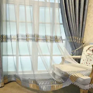 Moderne luxusbestickte transparente und verdunkelnde Vorhänge für Wohnzimmer Balkon