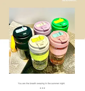 Portable dual-drink straw cup stylish coffee tumbler for summer cold drinks and tea