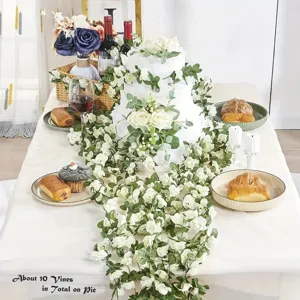Artificial Rose Flower Vine White Fake Vines For Wedding Arch Party Home Decor