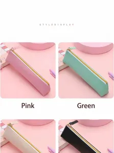 Estuche para lapices de cuero PU con gran capacidad para papeleria y estudiantes escuela