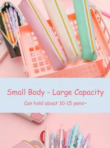 Estuche de lápices de gran capacidad en cuero PU, bolsa organizadora de papelería minimalista.
