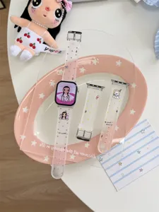 Cartoon silicone TPU watch strap compatible with Apple Watch cute pink style replacement band