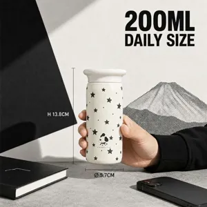 Mini termo de acero inoxidable 200ml taza térmica portátil con bonito diseño de estrellas