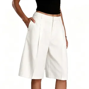 Minimalist solid color suit shorts women summer casual loose bermuda shorts styling