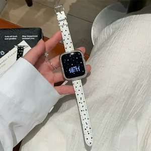 Koreaanse stijl gestippelde lederen horlogeband met strass hoesje voor smartwatch.