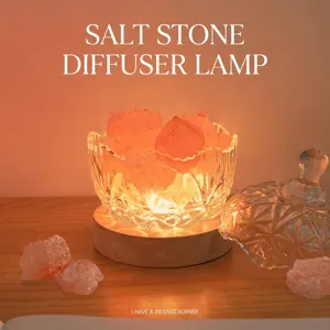 Modern Glass Salt Stone Aroma Lamp Warm Romantic USB Night Light Crystal Fragrance Diffuser Table Lamp For Bedroom Decor Home Office