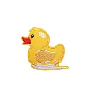 Cute yellow duck embroidered patch cartoon apparel accessory hat decoration iron on badge