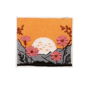 Sunset landscape embroidered patch DIY decorative iron on badge for clothing jackets bags