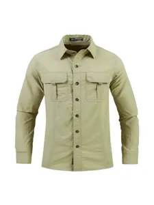 Men's tactical long-sleeve quick-dry utility shirt casual outdoor jacket spring top.