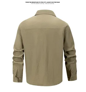 Men long sleeve khaki shirt outdoor casual breathable quick dry spring button down apparel