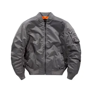 Men's Classic MA-1 Bomber Jacket Casual Windproof Long Sleeve Full Zip Lightweight Flight Jacket Outerwear
