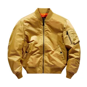 Men's MA-1 bomber jacket stylish khaki flight coat casual tactical outerwear apparel.