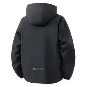 Men's and women's outdoor functional hooded windbreaker jacket in classic solid black.