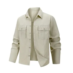 Men's Casual Outdoor Quick Drying Long Sleeve Cargo Shirt Lightweight Breathable Multi Pocket Tactical Workwear Top
