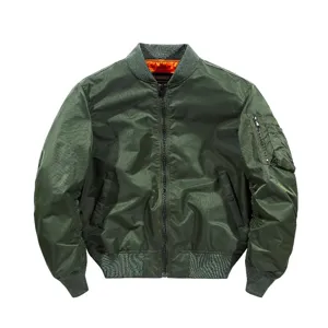 Mens military green MA-1 bomber jacket casual vintage flight coat winter outerwear top