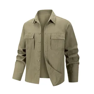 Men's outdoor quick-drying long sleeve tactical utility shirt with multi pockets casual thin top