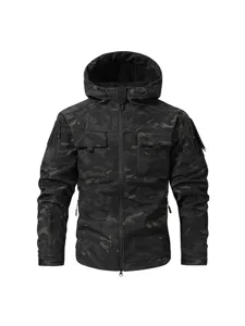Veste à capuche softshell tactique pour homme, manteau de travail camouflage imperméable extérieur.